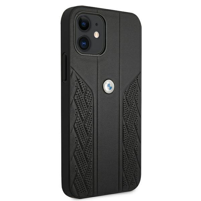 BMW BMHCP12SRSPPK Curve Perforate odinis kietasis dėklas, skirtas Apple iPhone 12 mini, juodas