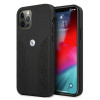 BMW BMHCP12MRSPPK Curve Perforate odinis kietasis dėklas, skirtas Apple iPhone 12 / 12 Pro, juodas
