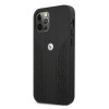 BMW BMHCP12MRSPPK Curve Perforate odinis kietasis dėklas, skirtas Apple iPhone 12 / 12 Pro, juodas