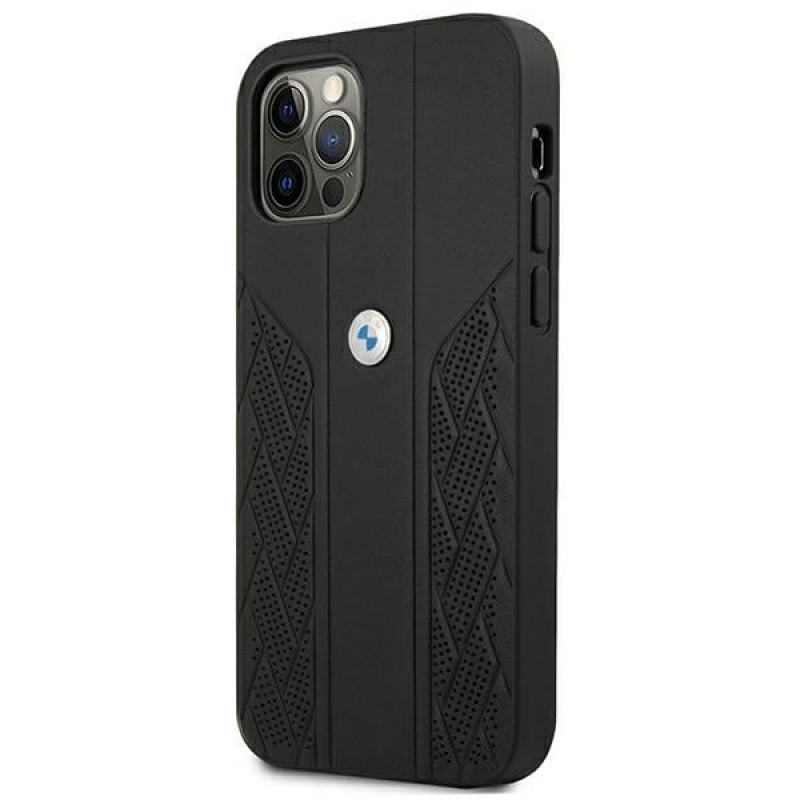 BMW BMHCP12LRSPPK Curve Perforate odinis kietasis dėklas, skirtas Apple iPhone 12 Pro Max, juodas