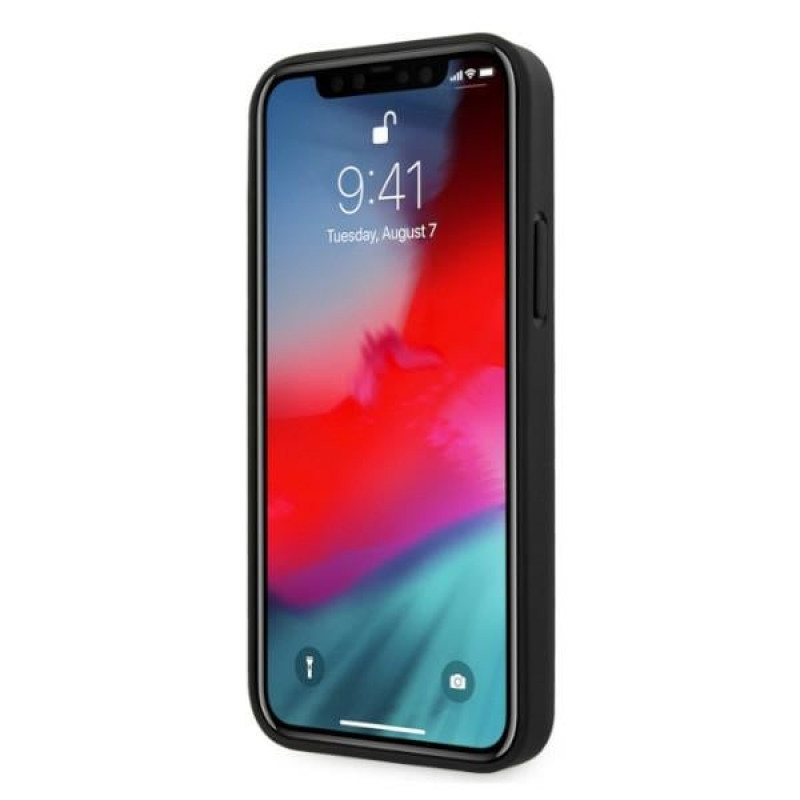 BMW BMHCP12MRSCSK Perforate Sides odinis kietasis dėklas, skirtas Apple iPhone 12 / 12 Pro, juodas