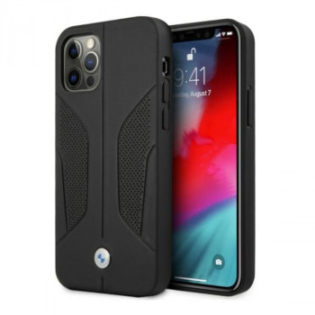 BMW BMHCP12LRSCSK Perforate Sides odinis kietasis dėklas, skirtas Apple iPhone 12 Pro Max, juodas