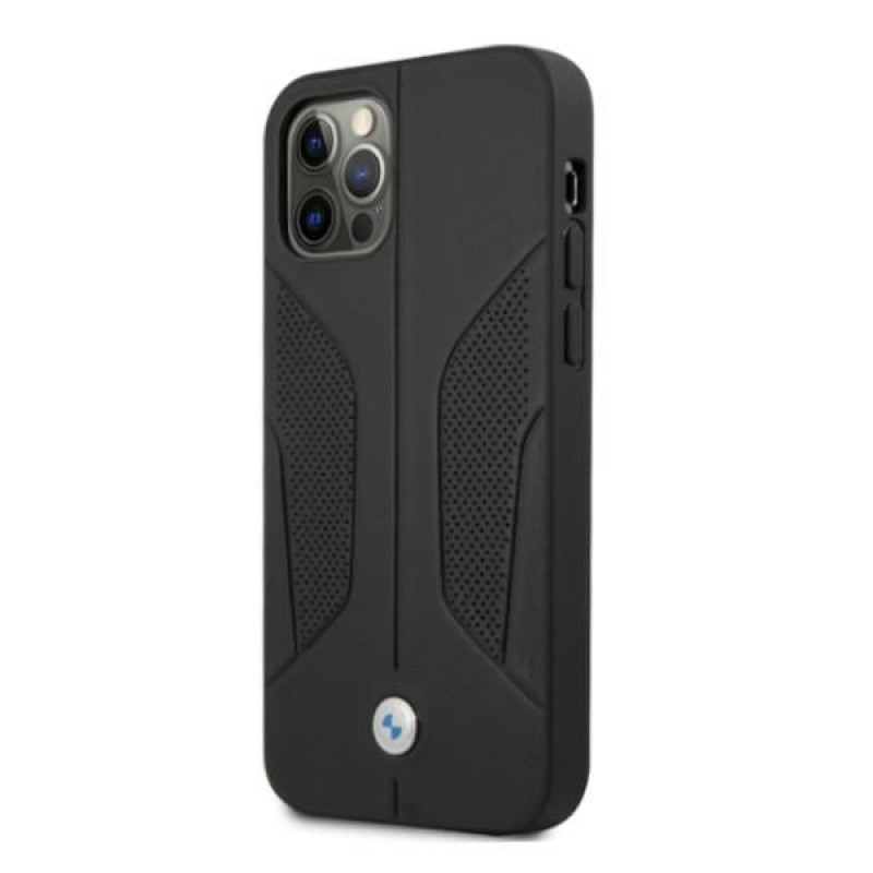 BMW BMHCP12LRSCSK Perforate Sides odinis kietasis dėklas, skirtas Apple iPhone 12 Pro Max, juodas