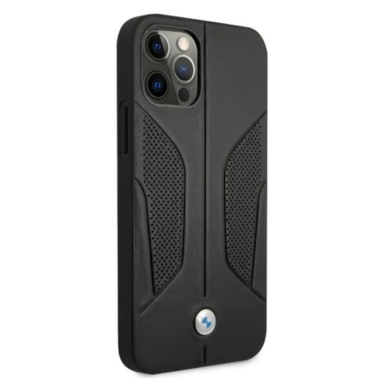 BMW BMHCP12LRSCSK Perforate Sides odinis kietasis dėklas, skirtas Apple iPhone 12 Pro Max, juodas