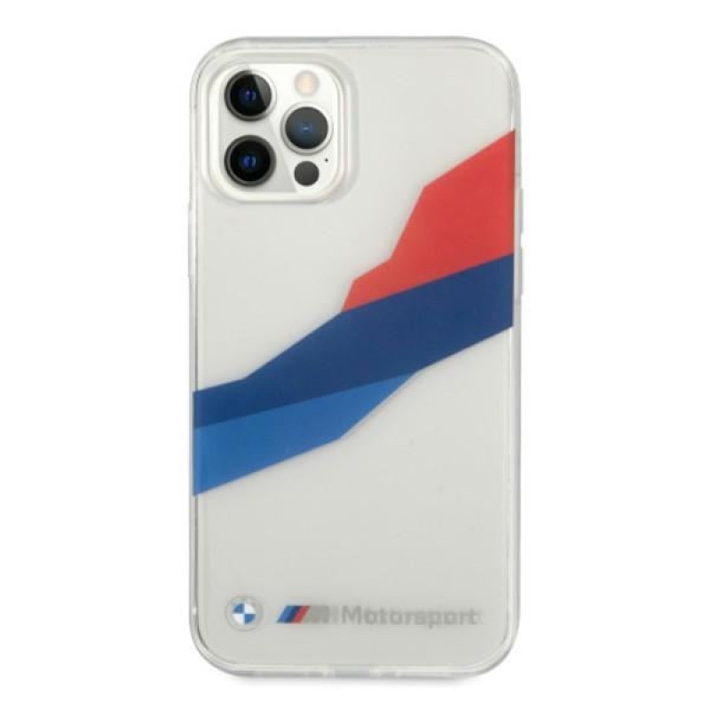 BMW BMHCP12LSKTGT Motorsport Tricolor kietasis dėklas, skirtas Apple iPhone 12 Pro Max, skaidrus