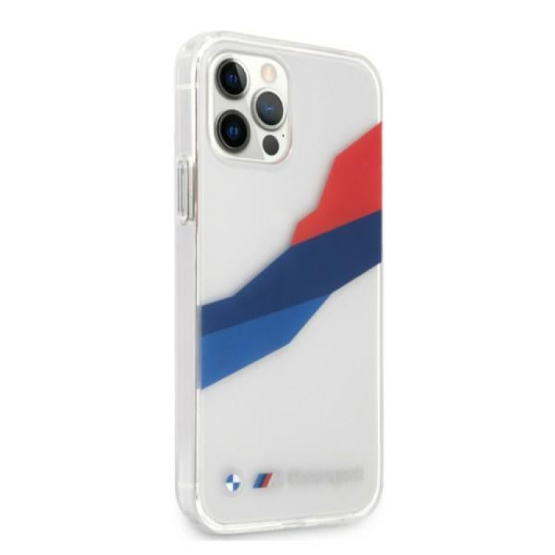 BMW BMHCP12LSKTGT Motorsport Tricolor kietasis dėklas, skirtas Apple iPhone 12 Pro Max, skaidrus