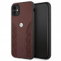 BMW BMHCN61RSPPR Leather Curve Perforate kietasis dėklas, skirtas Apple iPhone 11, raudonas