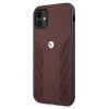 BMW BMHCN61RSPPR Leather Curve Perforate kietasis dėklas, skirtas Apple iPhone 11, raudonas
