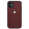 BMW BMHCN61RSPPR Leather Curve Perforate kietasis dėklas, skirtas Apple iPhone 11, raudonas