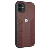 BMW BMHCN61RSPPR Leather Curve Perforate kietasis dėklas, skirtas Apple iPhone 11, raudonas