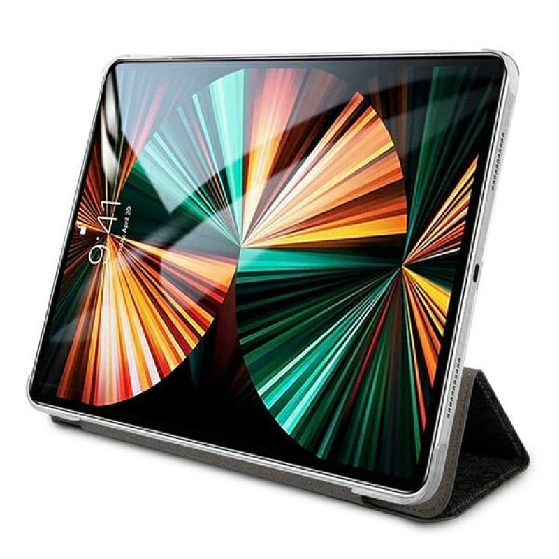 Guess GUIC12G4GFGR 4G Collection knygelės tipo dėklas, skirtas Apple iPad Pro 12.9 2021, pilkas