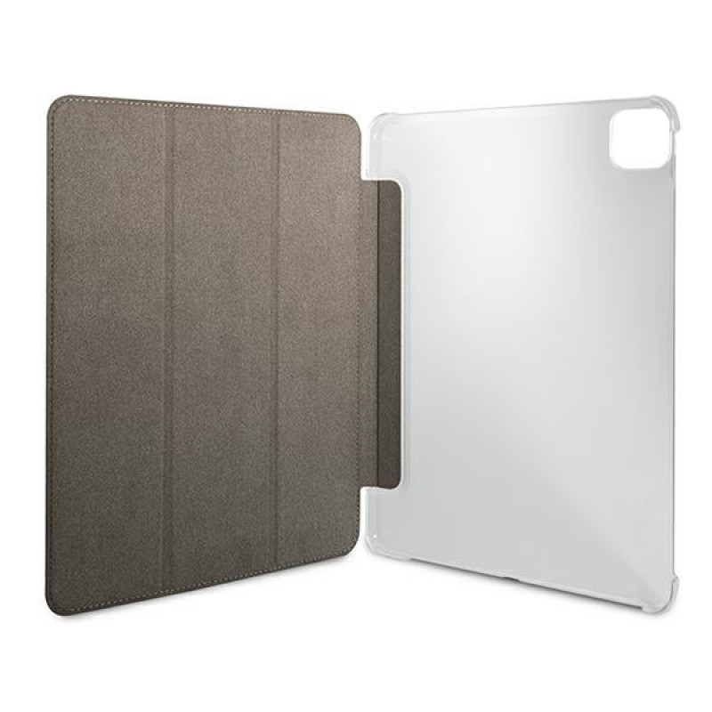 Guess GUIC12G4GFGR 4G Collection knygelės tipo dėklas, skirtas Apple iPad Pro 12.9 2021, pilkas