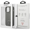 Guess GUHCP13LPSATLG kietas dėklas Apple iPhone 13 Pro, Saffiano Triangle Logo, sidabrinis
