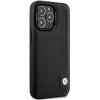 BMW BMHCP14L22RBDK Leather Blue Dots kietas dėklas skirtas iPhone 14 Pro 6,1", juodas