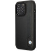 BMW BMHCP14X22RBDK Leather Blue Dots kietas dėklas skirtas iPhone 14 Pro Max 6,7", juodas