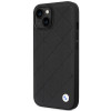 BMW BMHCP14S22RQDK Leather Quilted kietas dėklas skirtas iPhone 14 6,1", juodas