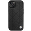 BMW BMHCP14S22RQDK Leather Quilted kietas dėklas skirtas iPhone 14 6,1", juodas