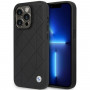 BMW BMHCP14L22RQDK Leather Quilted kietas dėklas skirtas iPhone 14 Pro 6,1", juodas