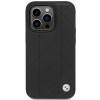 BMW BMHCP14L22RQDK Leather Quilted kietas dėklas skirtas iPhone 14 Pro 6,1", juodas