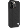 BMW BMHCP14L22RQDK Leather Quilted kietas dėklas skirtas iPhone 14 Pro 6,1", juodas