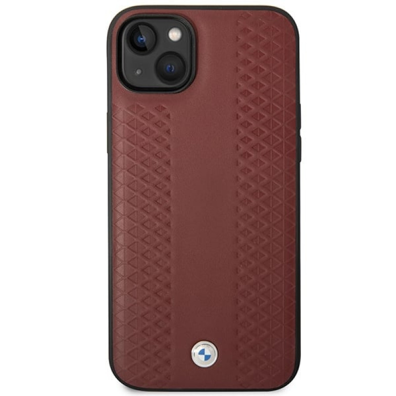 BMW BMHCP14S22RFGR Leather Diamond Pattern kietas dėklas skirtas iPhone 14 6,1", bordo