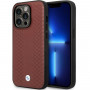 BMW BMHCP14L22RFGR Leather Diamond Pattern kietas dėklas skirtas iPhone 14 Pro 6,1", bordo