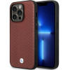 BMW BMHCP14X22RFGR Leather Diamond Pattern kietas dėklas skirtas iPhone 14 Pro Max 6,7", bordo
