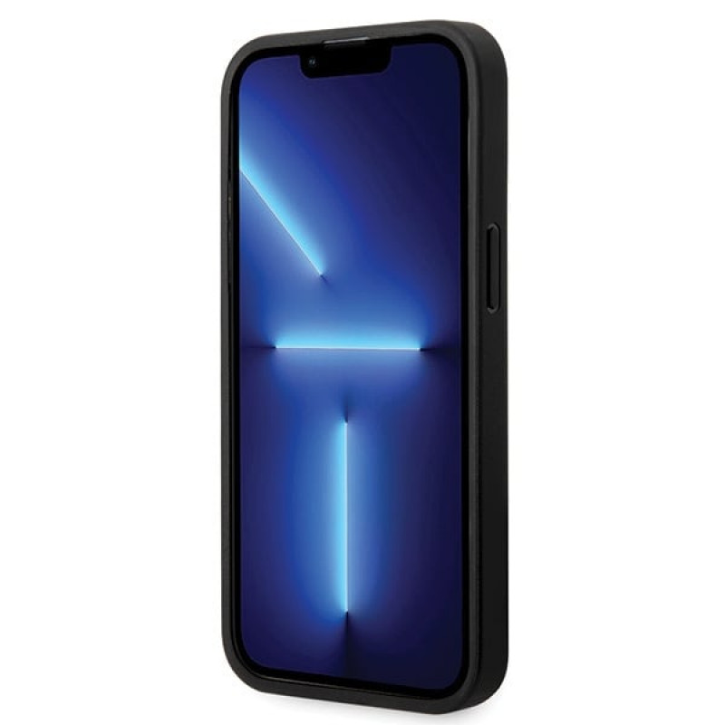 BMW BMHCP14L22RFGK Leather Diamond Pattern kietas dėklas skirtas iPhone 14 Pro 6,1", juodas