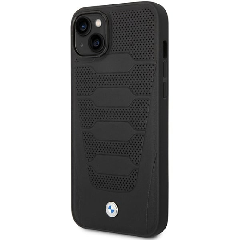 BMW BMHCP14S22RPSK dėklas, skirtas iPhone 14, juodas, Leather Seats Pattern