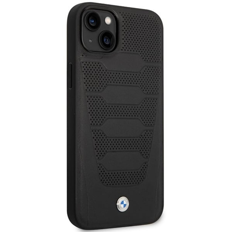 BMW BMHCP14S22RPSK dėklas, skirtas iPhone 14, juodas, Leather Seats Pattern