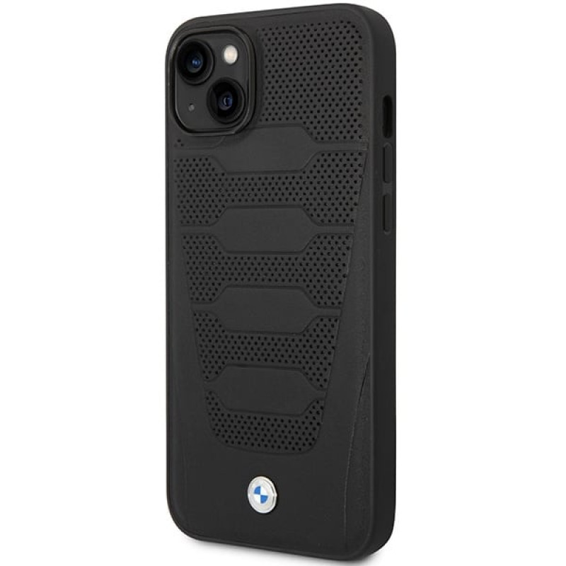 BMW BMHCP14S22RPSK dėklas, skirtas iPhone 14, juodas, Leather Seats Pattern