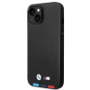 BMW BMHCP14M22PTDK dėklas, skirtas iPhone 14 Plus, juodas, Leather Stamp Tricolor
