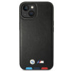 BMW BMHCP14M22PTDK dėklas, skirtas iPhone 14 Plus, juodas, Leather Stamp Tricolor