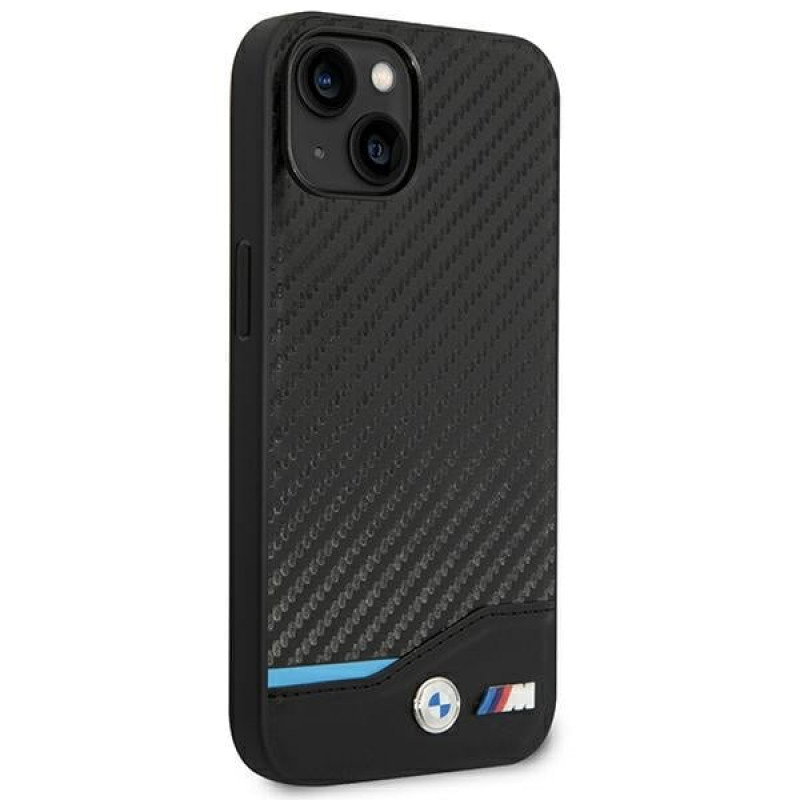 BMW BMHCP14M22NBCK dėklas, skirtas iPhone 14 Plus, juodas, Leather Carbon