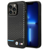 BMW BMHCP14L22NBCK dėklas, skirtas iPhone 14 Pro, juodas, Leather Carbon
