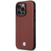 BMW BMHMP14L22RFGR Leather Diamond Pattern MagSafe dėklas telefonui Apple iPhone 14 Pro 6,1″, bordo