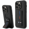BMW BMHCP14L22GSLK Grip Stand Hot Stamp kietas dėklas, skirtas Apple iPhone 14 Pro, juodas
