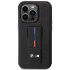 BMW BMHCP14L22GSLK Grip Stand Hot Stamp kietas dėklas, skirtas Apple iPhone 14 Pro, juodas