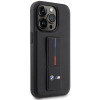 BMW BMHCP14L22GSLK Grip Stand Hot Stamp kietas dėklas, skirtas Apple iPhone 14 Pro, juodas