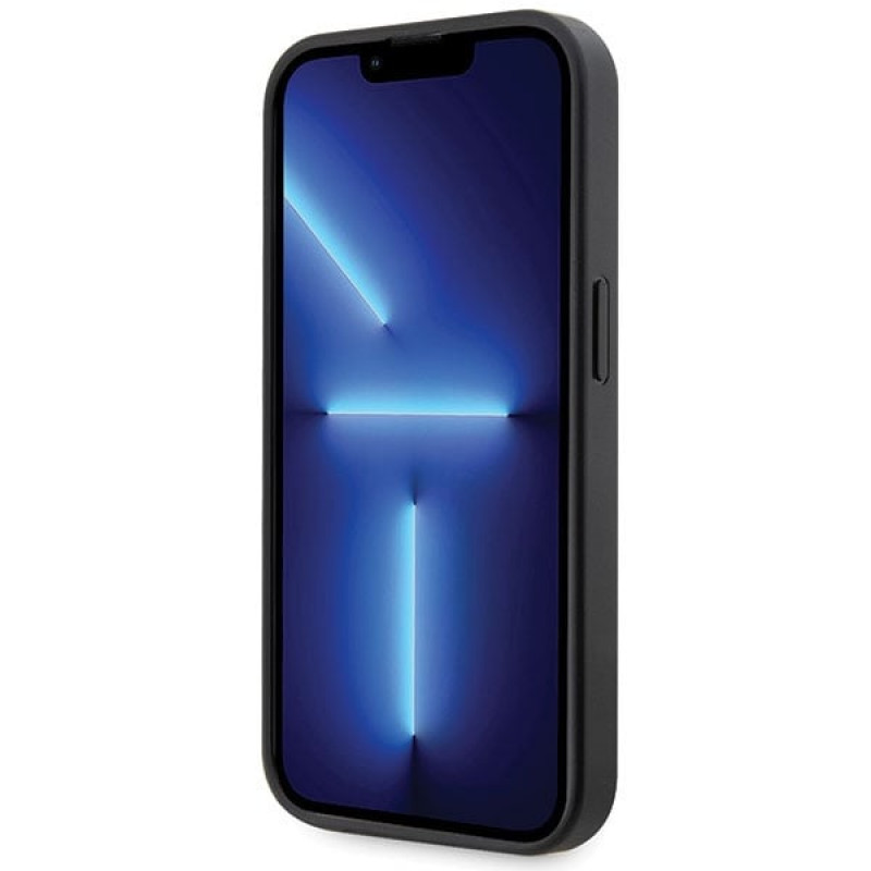 BMW BMHCP14L22GSLK Grip Stand Hot Stamp kietas dėklas, skirtas Apple iPhone 14 Pro, juodas