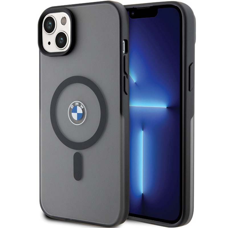 BMW BMHMP14MDSLK Signature MagSafe kietas dėklas, skirtas Apple iPhone 14 Plus / 15 Plus, juodas