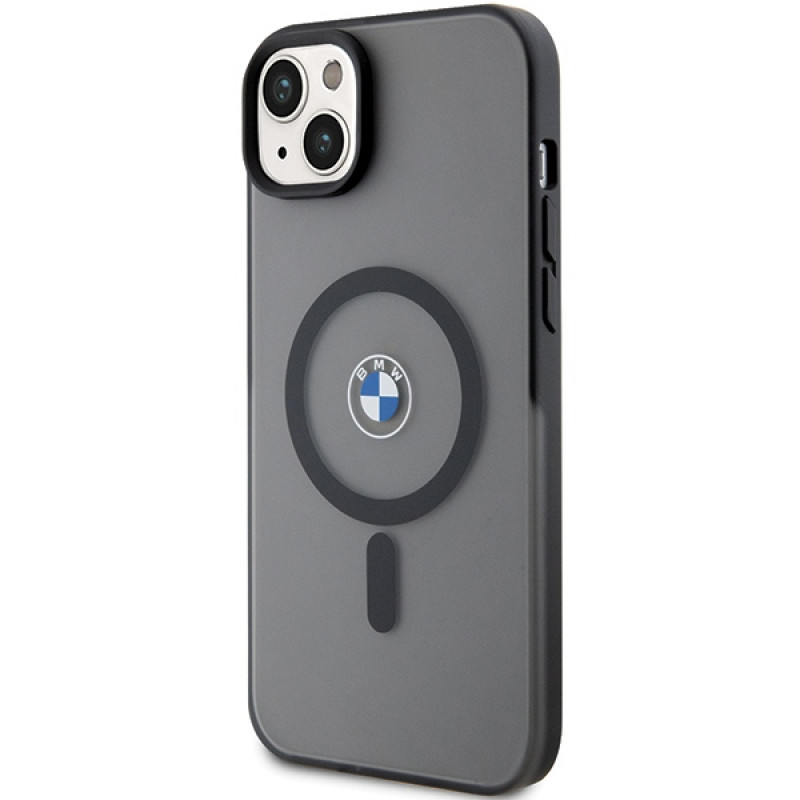 BMW BMHMP14MDSLK Signature MagSafe kietas dėklas, skirtas Apple iPhone 14 Plus / 15 Plus, juodas