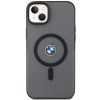 BMW BMHMP14MDSLK Signature MagSafe kietas dėklas, skirtas Apple iPhone 14 Plus / 15 Plus, juodas