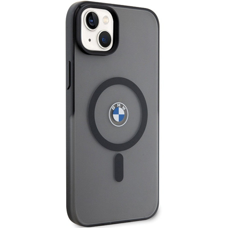 BMW BMHMP14MDSLK Signature MagSafe kietas dėklas, skirtas Apple iPhone 14 Plus / 15 Plus, juodas