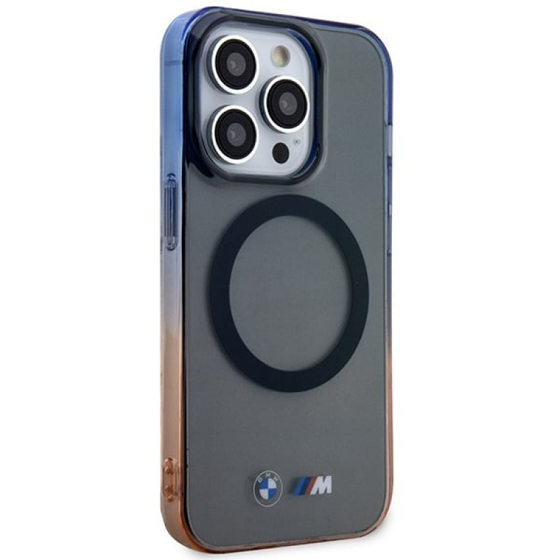 BMW BMHMP14LHTGE Gradient Bumper MagSafe kietas dėklas, skirtas Apple iPhone 14 Pro, pilkas