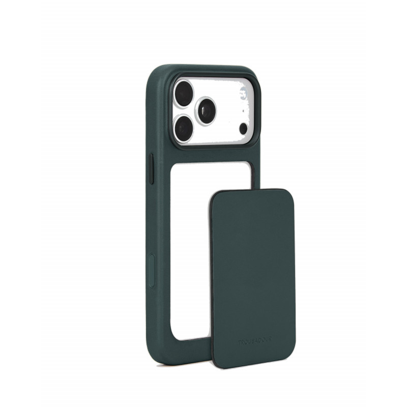 Mujjo Troubadour Modular Leather Case odinis dėklas Apple iPhone 18 Pro Max / 17 Pro Max, MagSafe, obsidiano žalias