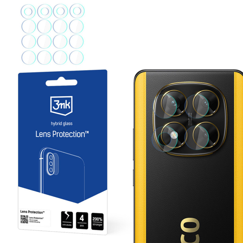 3MK Lens Protection Xiaomi POCO X7 kameros objektyvo hibridinis apsauginis stiklas (4 vnt.)