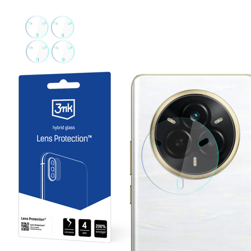3MK Lens Protection Realme 14 Pro kameros objektyvo hibridinis apsauginis stiklas (4 vnt.)
