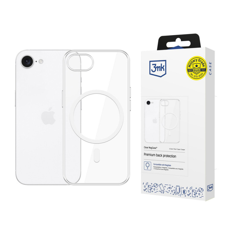 3MK Clear MagCase Apple iPhone 17e / 16e dėklas su MagSafe, skaidrus