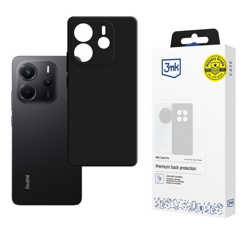 3MK Matt Case Pro dėklas Xiaomi Redmi Note 14 4G, juodas